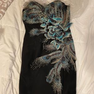 Feathered Evening Gown